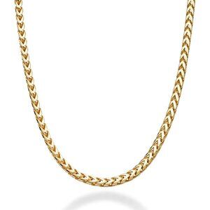 Solid 925 Sterling Silver, 18Kt Gold Plated Italian 2.5mm Franco Square Box Link